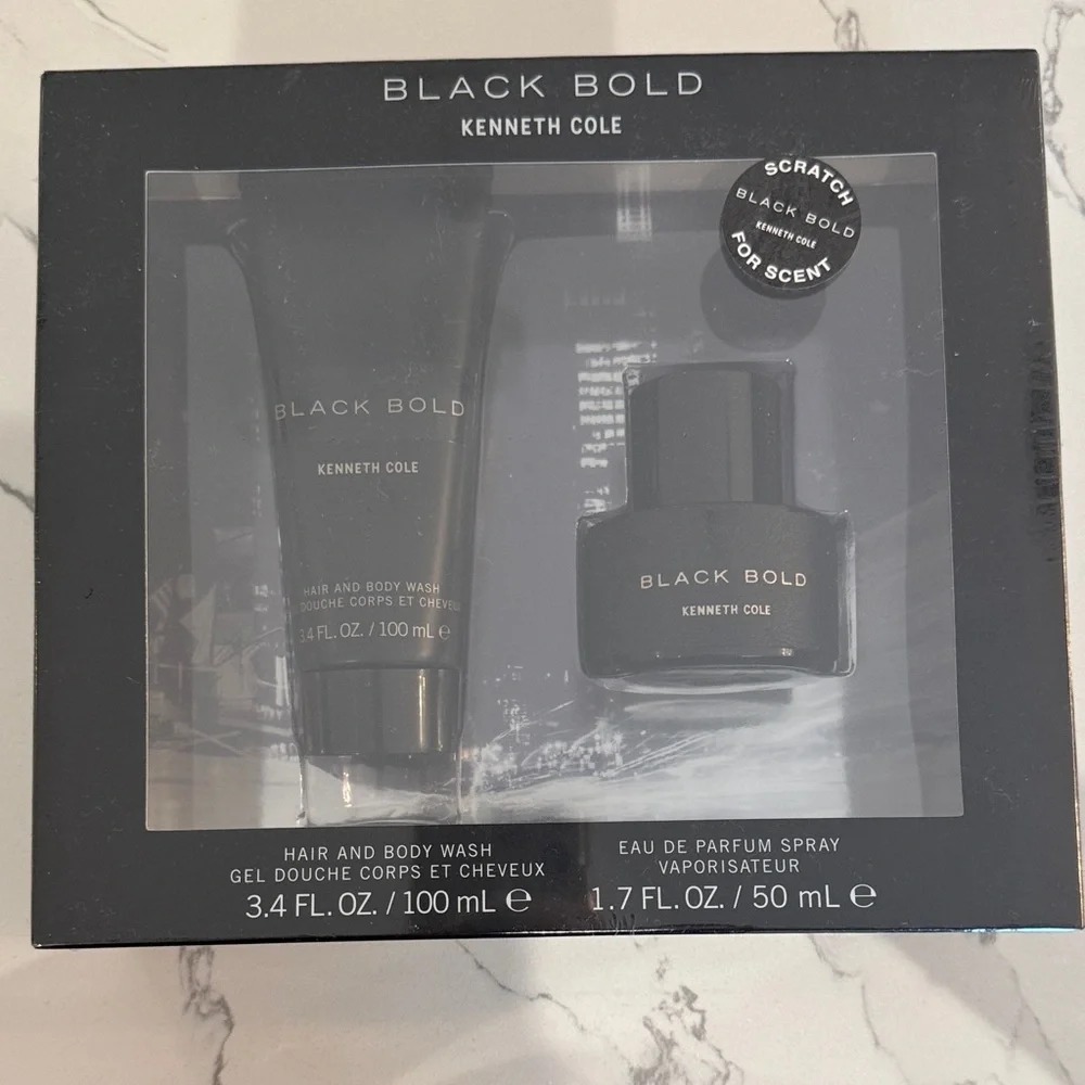 Kenneth Cole Black Bold Fragrance Duo holiday gift set hair and body wash spray